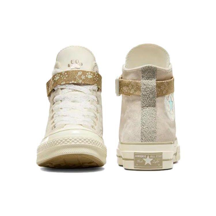 Converse Chuck 70 High Cat Inspired Unisex Sneakers Cream Beach-Stone Vintage-White A08160C