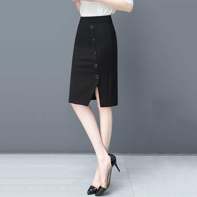 Black Fishtail Skirt Tweed Fishtail Skirt Split Hip Bag Autumn Winter High Waist Slim Mid-length Black Skirt