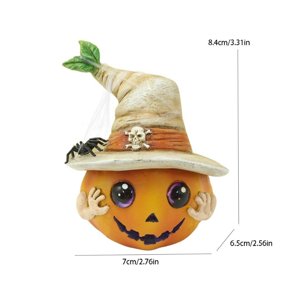 Resin Pumpkin Elf Sculpture Funny Miniature Statue Ornament Creative Pumpkin Head Figurines  Props