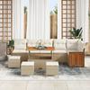 vidaXL 10-piece Garden Sofa Set with Beige Cushions Rattan Acacia, 2-seater Garden Sofa vidaXL363331