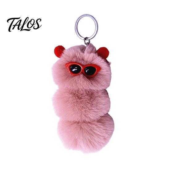 Caterpillar Bag Charms Plush Sunglasses Keychain, Stuffed Keyring Pendant for Decoration Keychain Bags & Car Keys, Decorative Backpack Purse Accessory