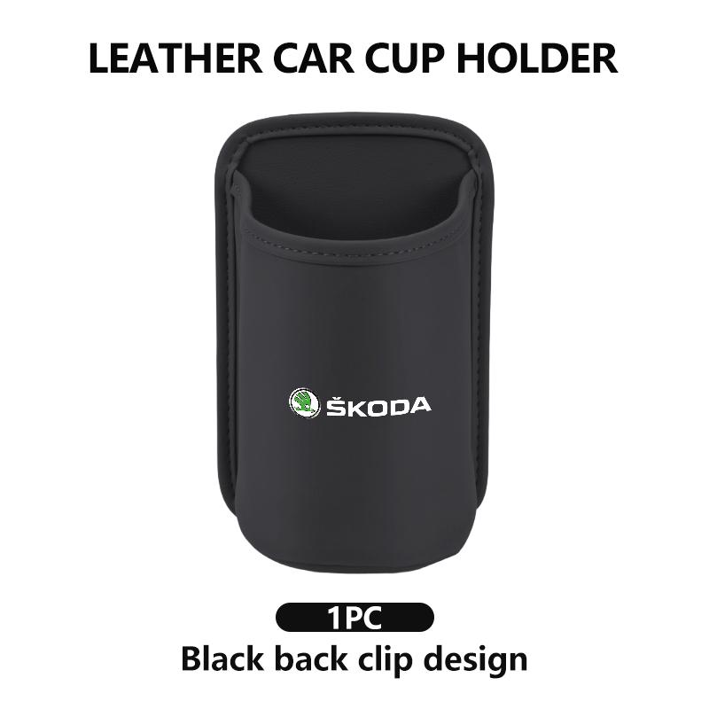 Für Skoda Leder Auto Wasserbecherhalter Innen Getränkehalter Organizer Zubehör Fabia 1 2 Octavia a7 RS Superb Rapid Yeti Karoq