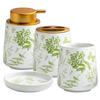 OLOEY Green Plant Ceramic Bathroom Accessory Set (4-Piece)