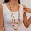 Geometric Beaded Ceramic Flower Boho Chain Long Necklace Hot Retro Necklace  Women