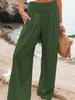 High Waisted Wide Leg Pants with Elastic Waistband, Light Beige Loose Fit Trousers for Women