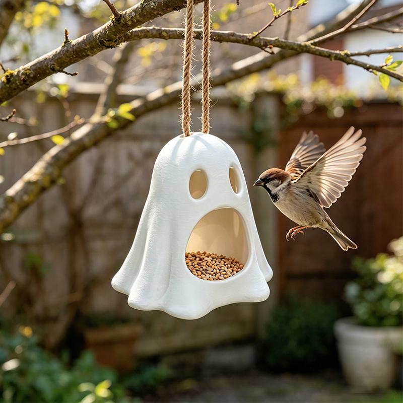 Creative Ghost Shaped Hanging Bird Feeder Birdhouse Bird Nest Garden Decor