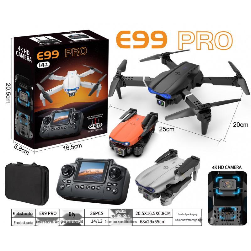 E99MAX Dual Camera Foldable Drone: Brushless Quadcopter with Optical Flow and Remote Control Large Screen.