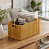 Rattan Storage Basket Rectangular with Handles Decorative