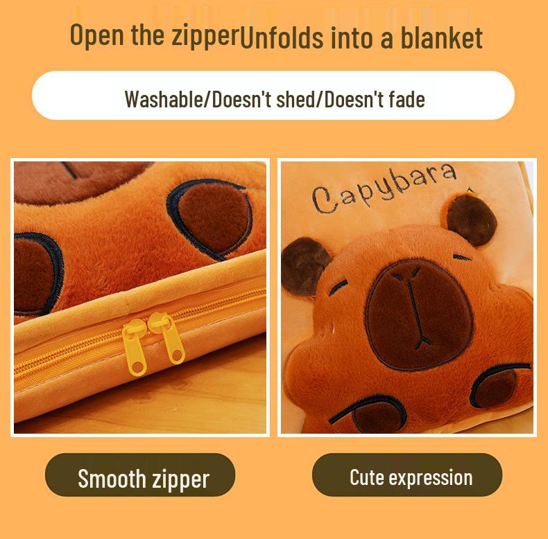3D Pop-up Capybara Blanket & Pillow: Multi-functional Plush Sofa Throw for Office or Home