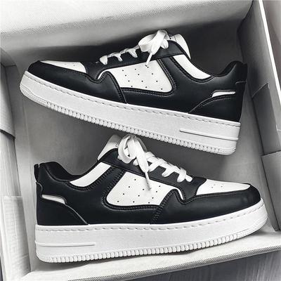 Men's Spring Breathable White Skate Shoes - Versatile, Thick-Soled, Casual Low-Top Sports Shoes for Students.