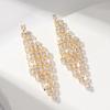 Fashion Bright Rhombus Earrings Trendy Love Tassel Light Luxury High-End Bridal Dinner Dress With Earrings