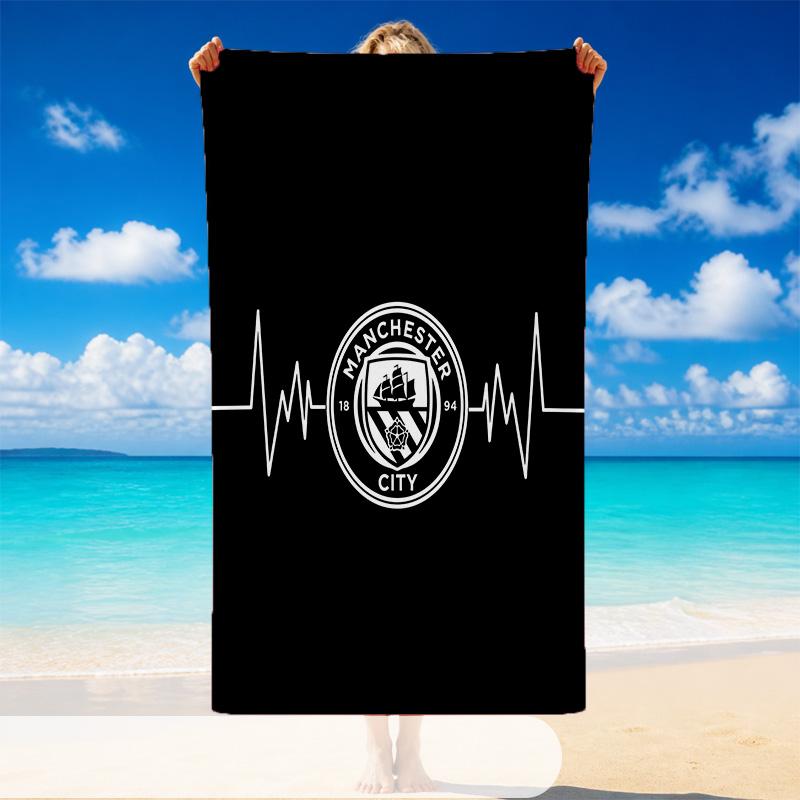 Quick Dry Beach Towel Manchester City Pattern, Lightweight Absorbent Towel for Pool Beach Vacation Use