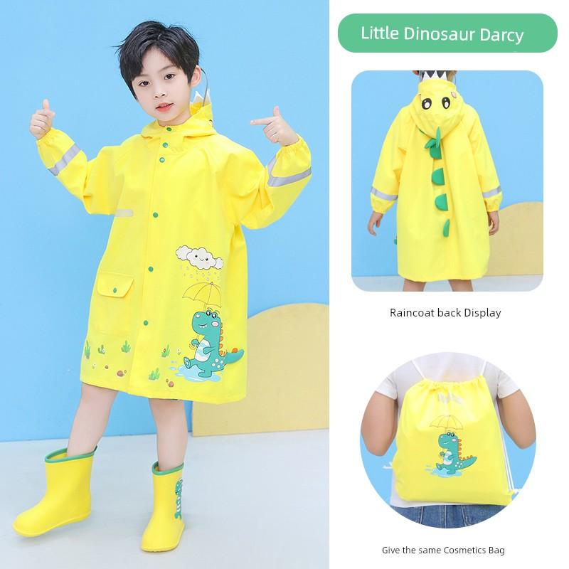 Kids Raincoat Girl Boys Kindergarten Baby Pink Cartoon Dinosaur Elementary School Students Poncho Girls for School