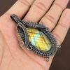 Natural Labradorite Gemstone Handmade Copper Wire Wrap Pendant 2.80" L9a36