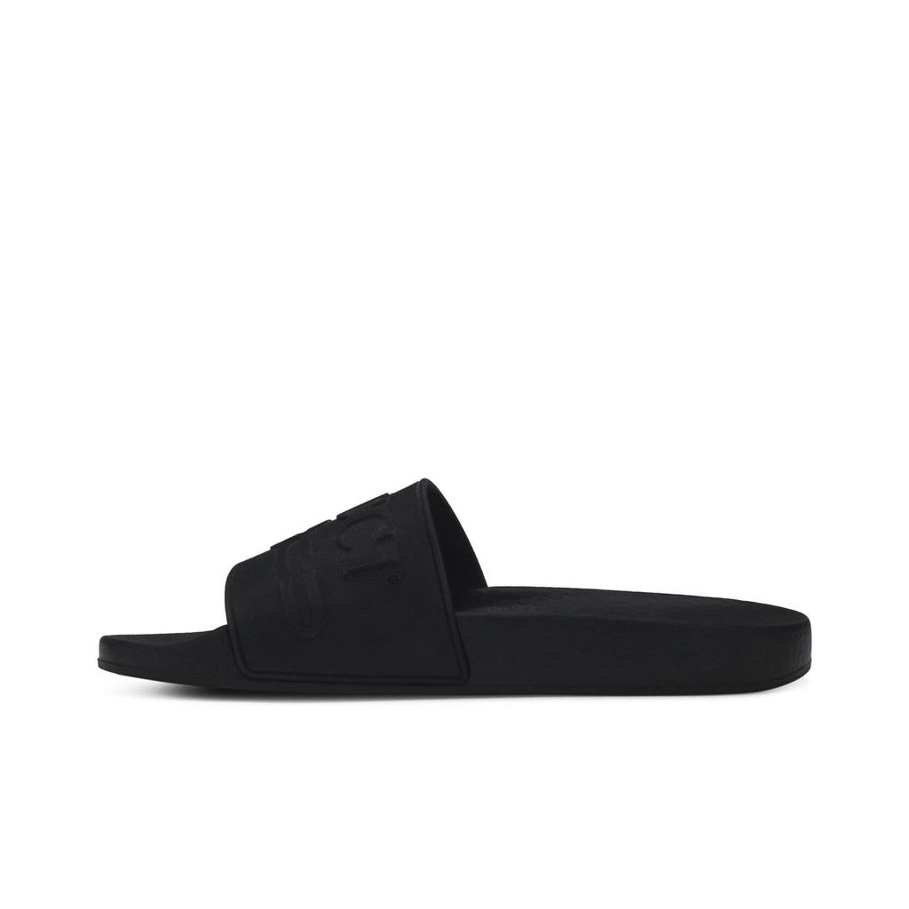 Gucci Womens Logo Rubber Slide 'Black' (women's sizes) Black / Black Slide Slippers 525140 JCZ00 1031