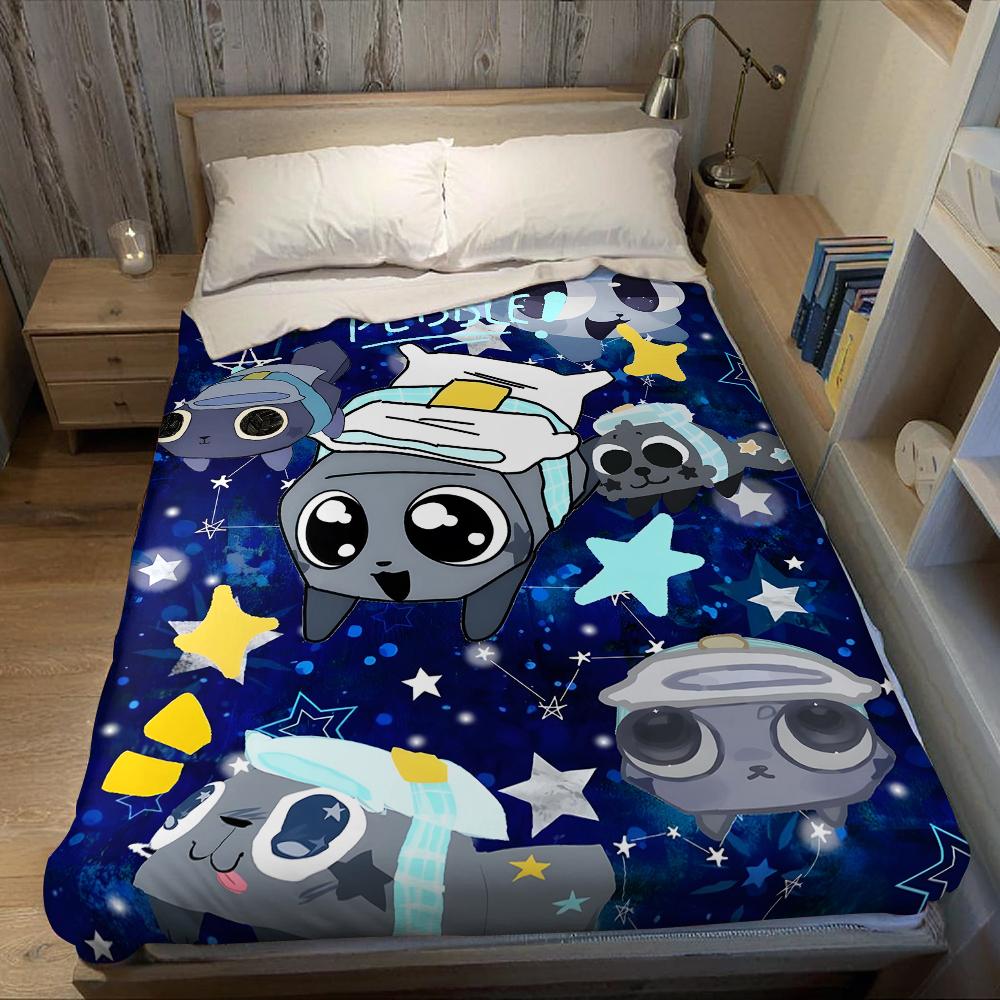 Star Night Kitten Flannel Blanket Warm Soft Halloween Christmas Couch Warm Cozy Decorative Decor Gift for All Season