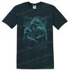 Dinosaur Skeleton T Shirt W/ Neon Blue Raptor Skull Art Graphic Retro Print Tee