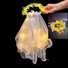 Light Up Hair Accessories Adjustable Floral Wreath Headband Glowing Princess Veil Comfortable Wedding Party Veil For Weddings