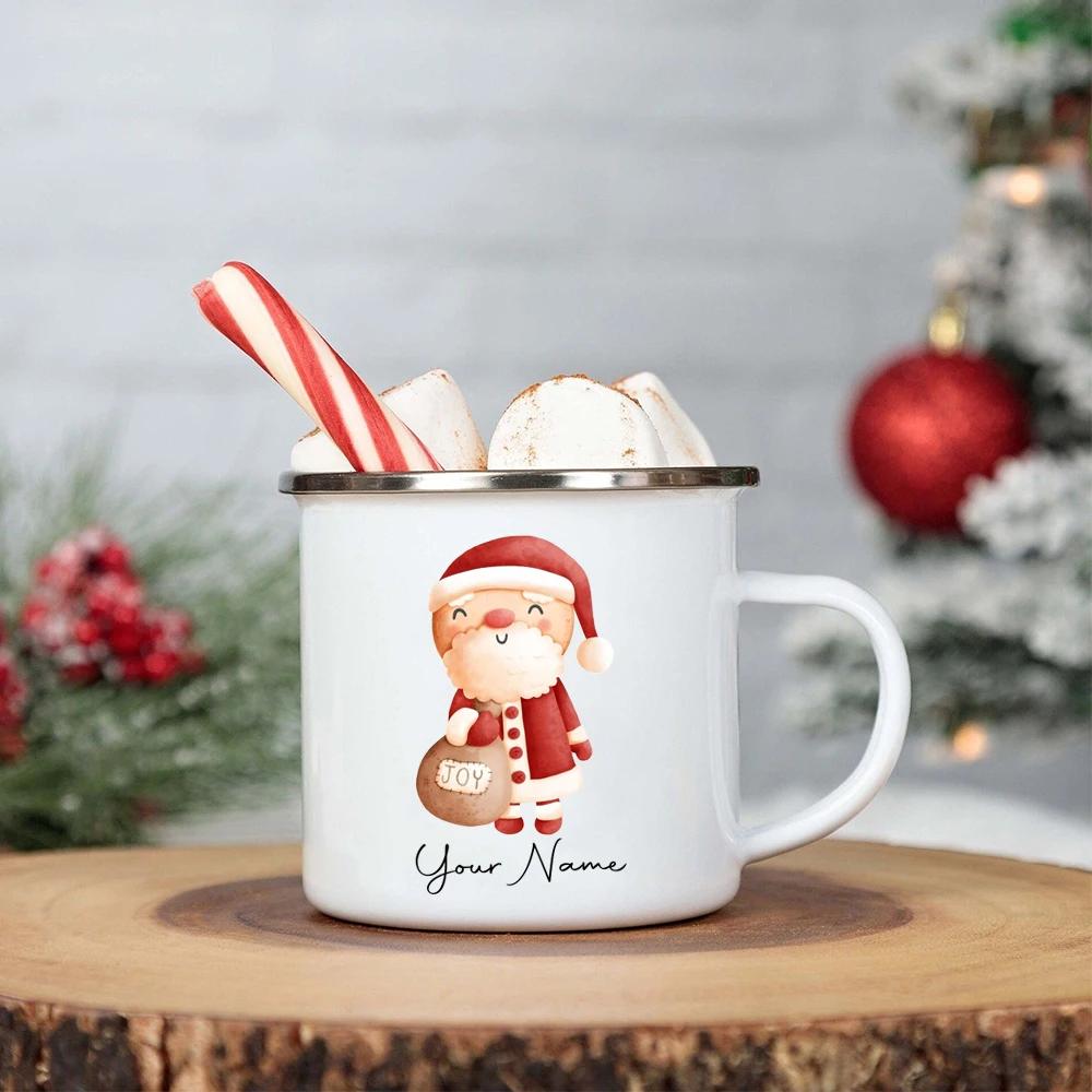 Personalised Christmas Childrens Hot Chocolate Mug Kids Xmas Enamel Mug Stocking Stuffer Gift Christmas Eve Box Ideas Gift