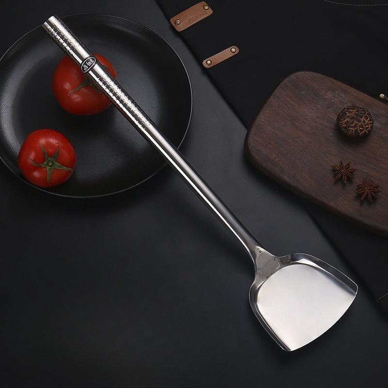 Stainless Steel Long-handled Large Chef's Wok, Thickened Strainer, Spatula, Rice Spoon, Special Serving Spoon for Canteens