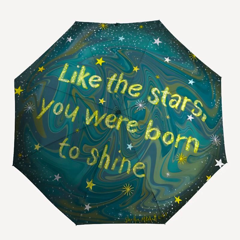 

1pc Stars Shine Automatic Open/Close Umbrella with Windproof, 8-Rib Sturdy Canopy, , Outdoor Accessory, Ideal for Gifts yy251117086