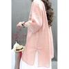 Women's's Summer Floral Embroidery Long Blouse Vintage Thin Split Shirts Medium To Long Loose Cotton Linen Shirt