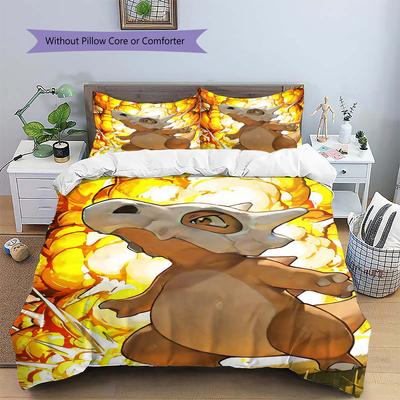 Cubone Patterned Pillowcase & Duvet Cover Set Creative Anime Bedding for Bedroom Decoration Gift for Anime Lovers.-TING