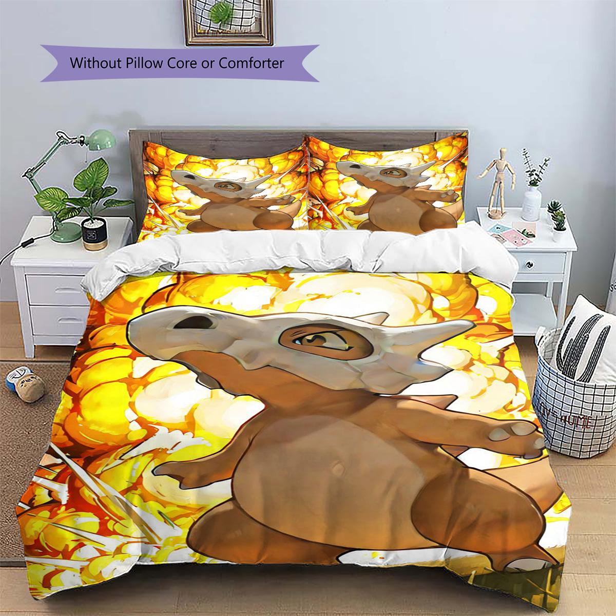 

Cubone Patterned Pillowcase & Duvet Cover Set Creative Anime Bedding for Bedroom Decoration Gift for Anime Lovers.-TING 135x200cm