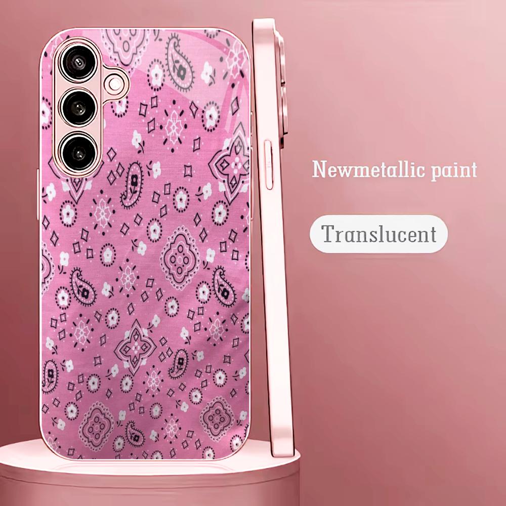 Exquisite patterns PhoneCase for Samsung Galaxy S26 S25 S24 S23 S22 FE Ultra Plus Built-in glass feel bare machine Women's style