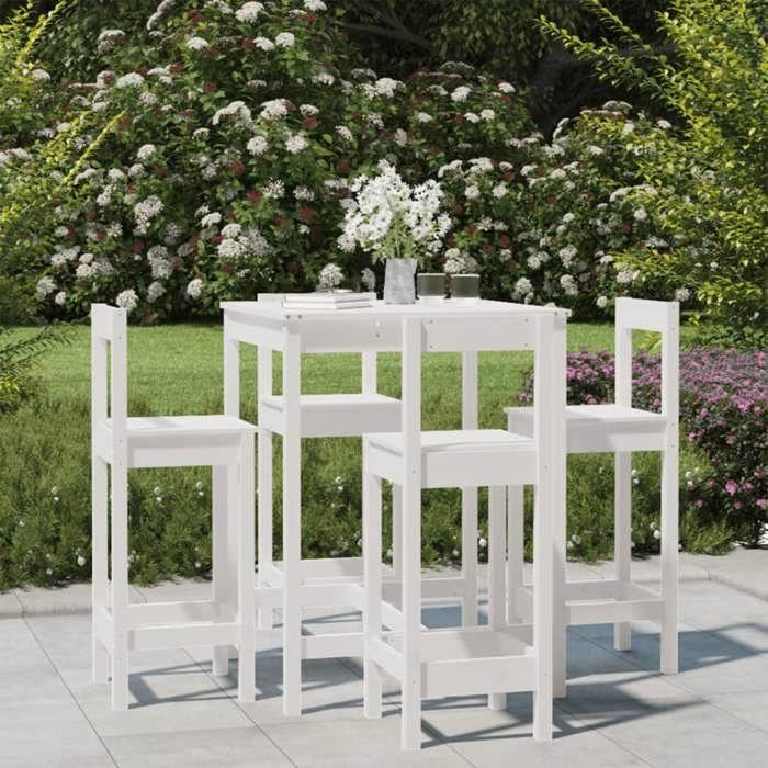 VidaXL 5 Pcs Garden Bar Set White Solid Pine Wood, Bar Set, Furniture Set, Bar Set 3154741