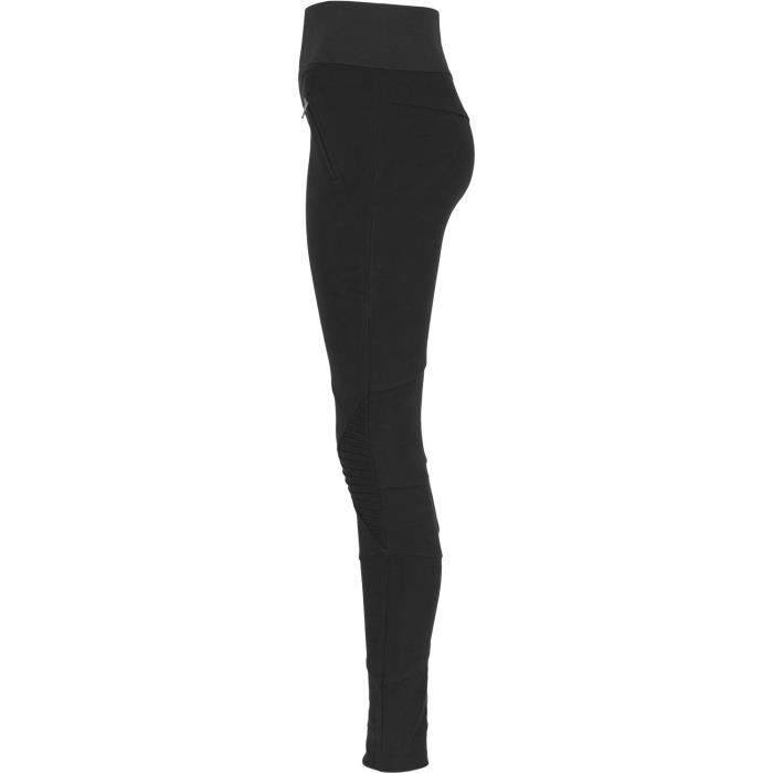 Leggings - URBAN CLASSICS - INTERLOCK HIGH - Noir - Slim - 95% Coton, 5% Élasthanne