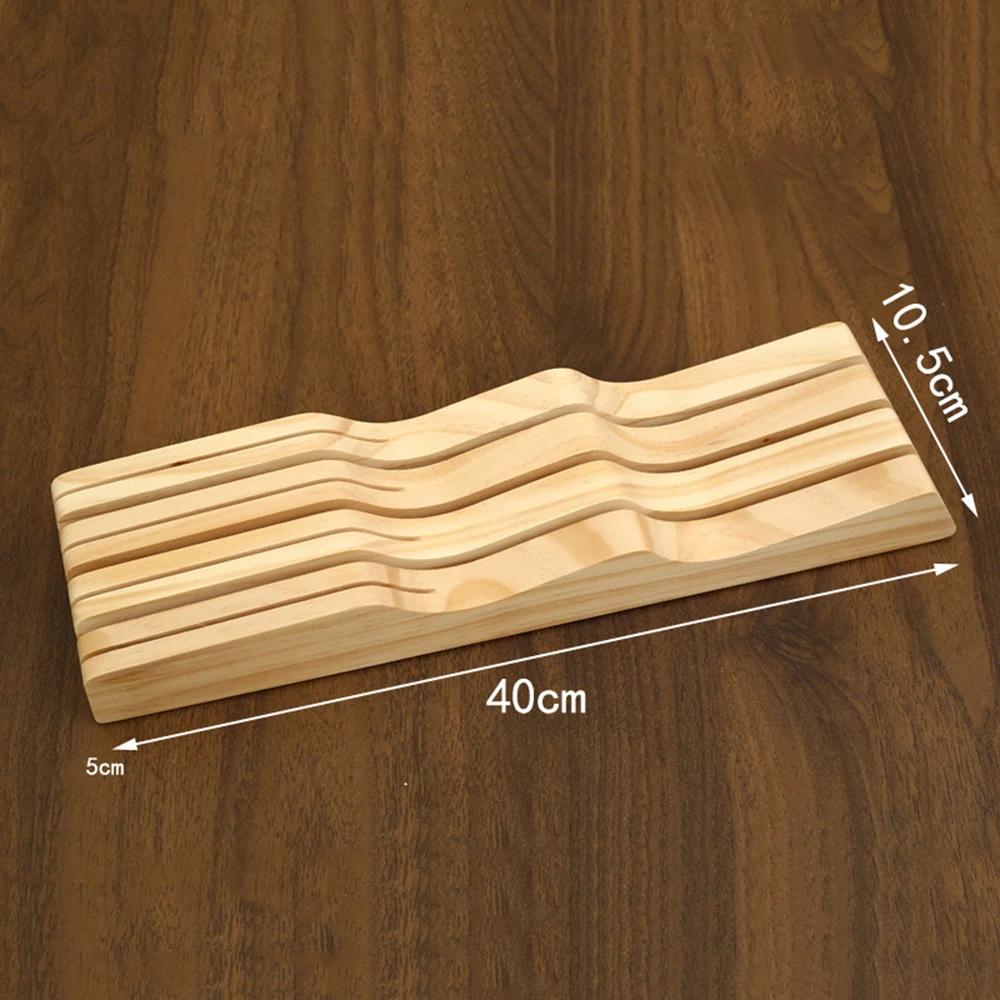 New In-drawer Knife Tray Wood Knife Organizer Kitchen Drawer Cutlery Storage Tableware Container Western Knife Tray Organizer