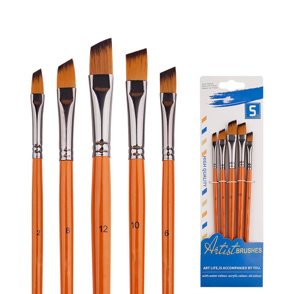 5 Adet Yuvarlak Uçlu Suluboya Fırçası Çift Renkli Naylon Kıl Fırça Seti Sanat Öğrencileri için Özel Boyama Pigmentleri Yağlı Boya Fırçası