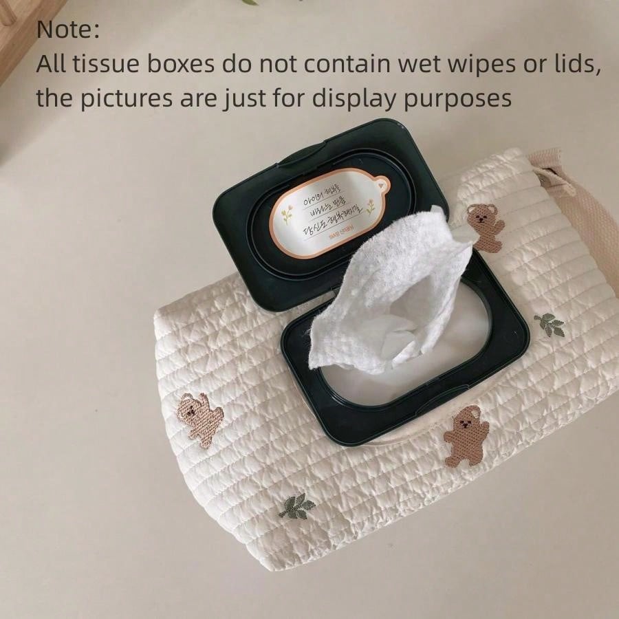 Ins Car Tissue Box Hanging Cartoon Car Seat Back Tissue Hanging Bag Baby Stroller Wet Tissue Storage Bag