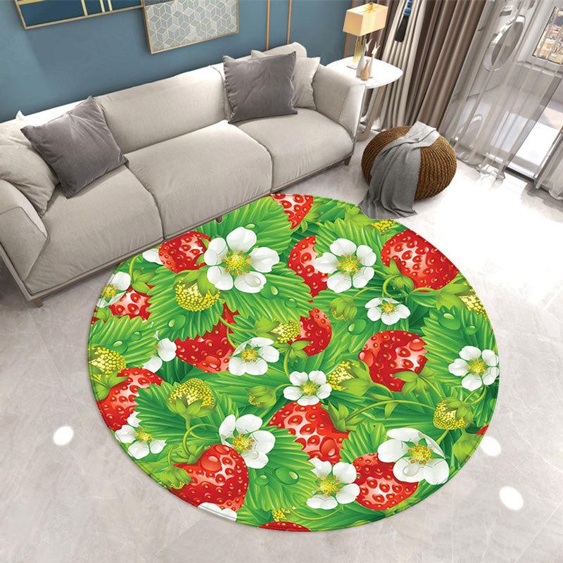 Round Carpet Family Living Room Strawberry Print Floor MATS Bedroom Kitchen Non-slip Carpet Doormats Room Decor Home Decor