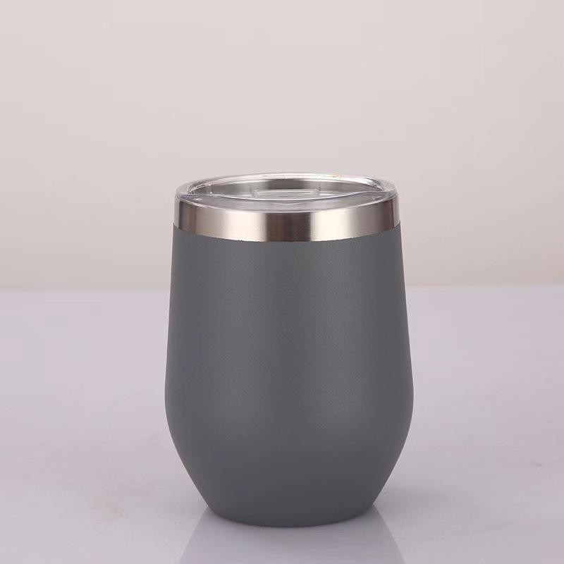 12OZ Stainless Steel Eggshell Cup Double Wall Insulated Vacuum Drinking Cup with Lids U-shaped Coffee Mug Thermal Cup for Coffee