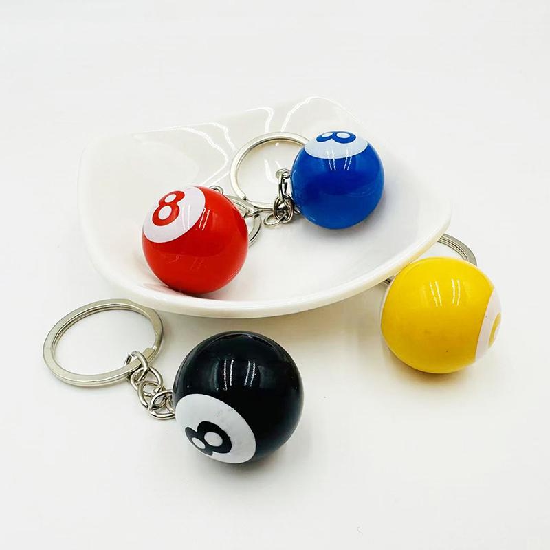 Creative Billiard Pool Keychain Table Ball Key Ring Lucky Black No.8 Key Chain 25Mm Resin Ball Jewelry Gift