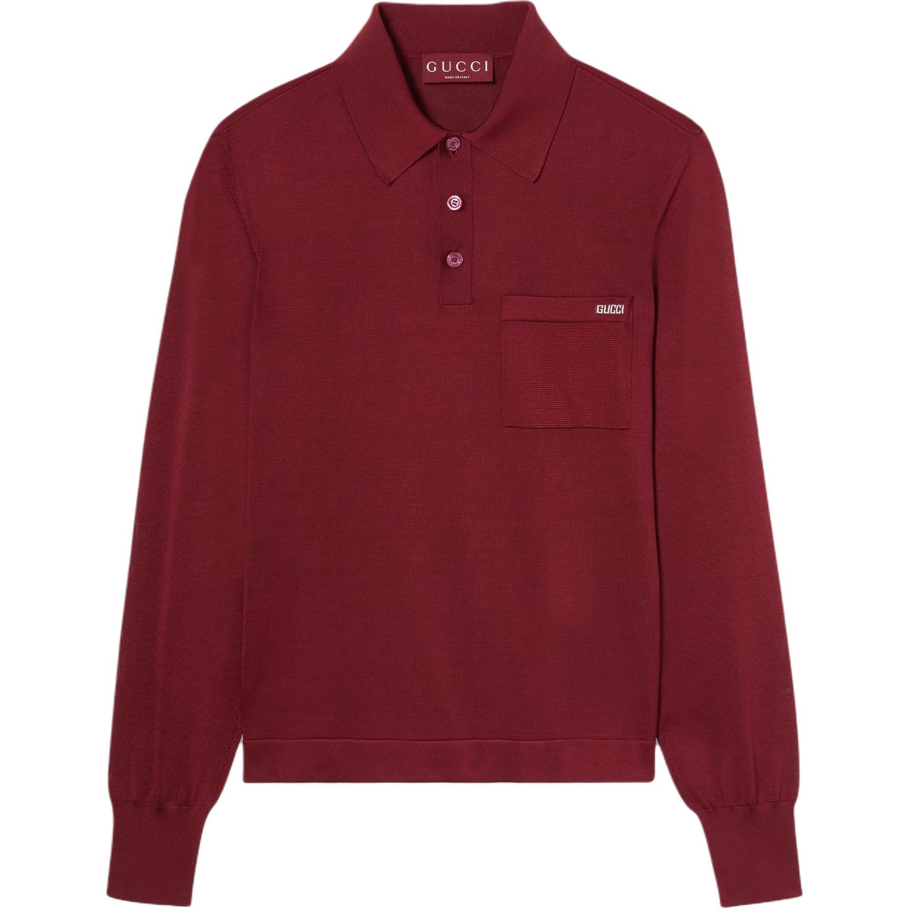 GUCCI Fine Silk Polo Top 813423-XKEPD-6187