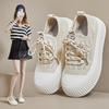 Summer breathable canvas shoes women's 2025 new fly-woven mesh mesh shoes one-pedal board shoes sports and leisure white shoes