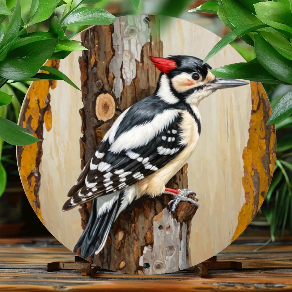 Woodpecker Bird On Tree Trunk Vintage Tin Sign Vintage Durable Metal Plaque Wall Decor Home Office Bar Man Cave Wall Art