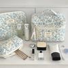 1pcs Cotton Blue Flower Women Cosmetic Bag Fabric Storage Bags Small Big Capacity Travel Organzier Pouch Women Makeup Case