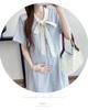 Striped Lace Patchwork Bow Maternity Dress
