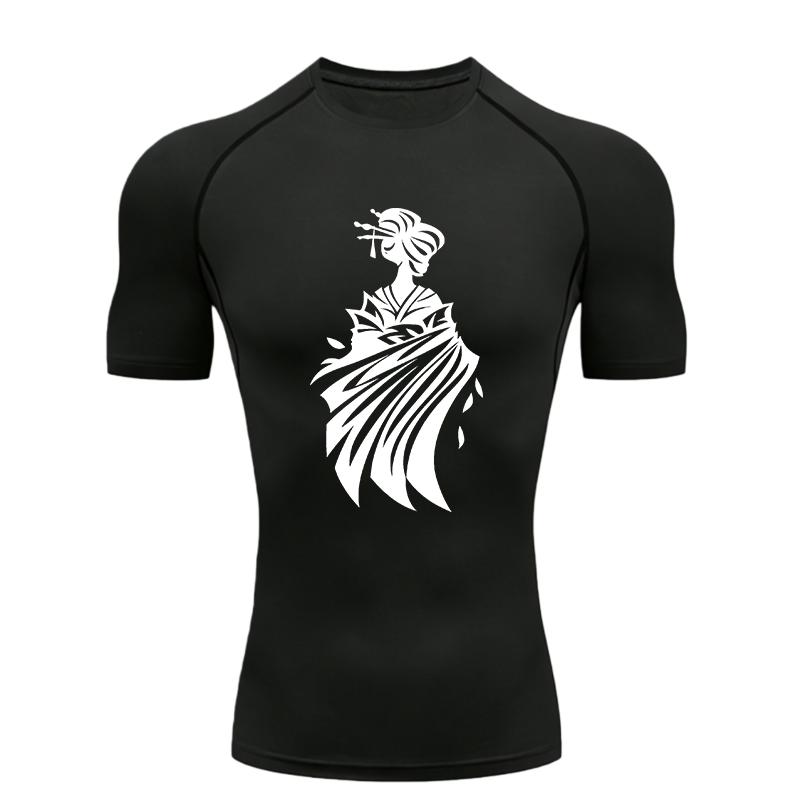 Abstract Print Men's Sports T-Shirt Training Fitness Compression Workout T-Shirt T-Shirt for Men