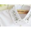 Fashion Women Fake Collar Shirt Beads Detachable Collars Chiffon Lapel Blouse Top Female White Clothes Decor
