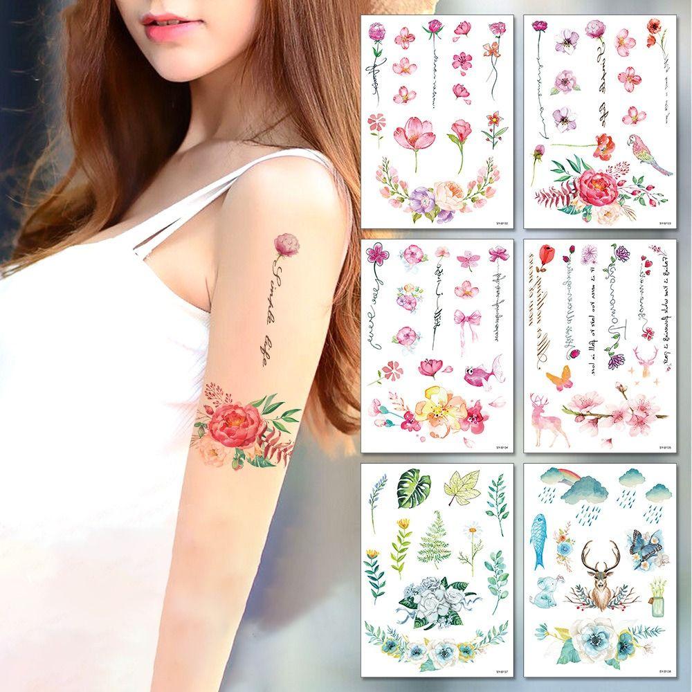 

Realistic Rose Fake Tatoo Body Art Temporary Tattoos Durable 3D Flower Tattoo Stickers Women