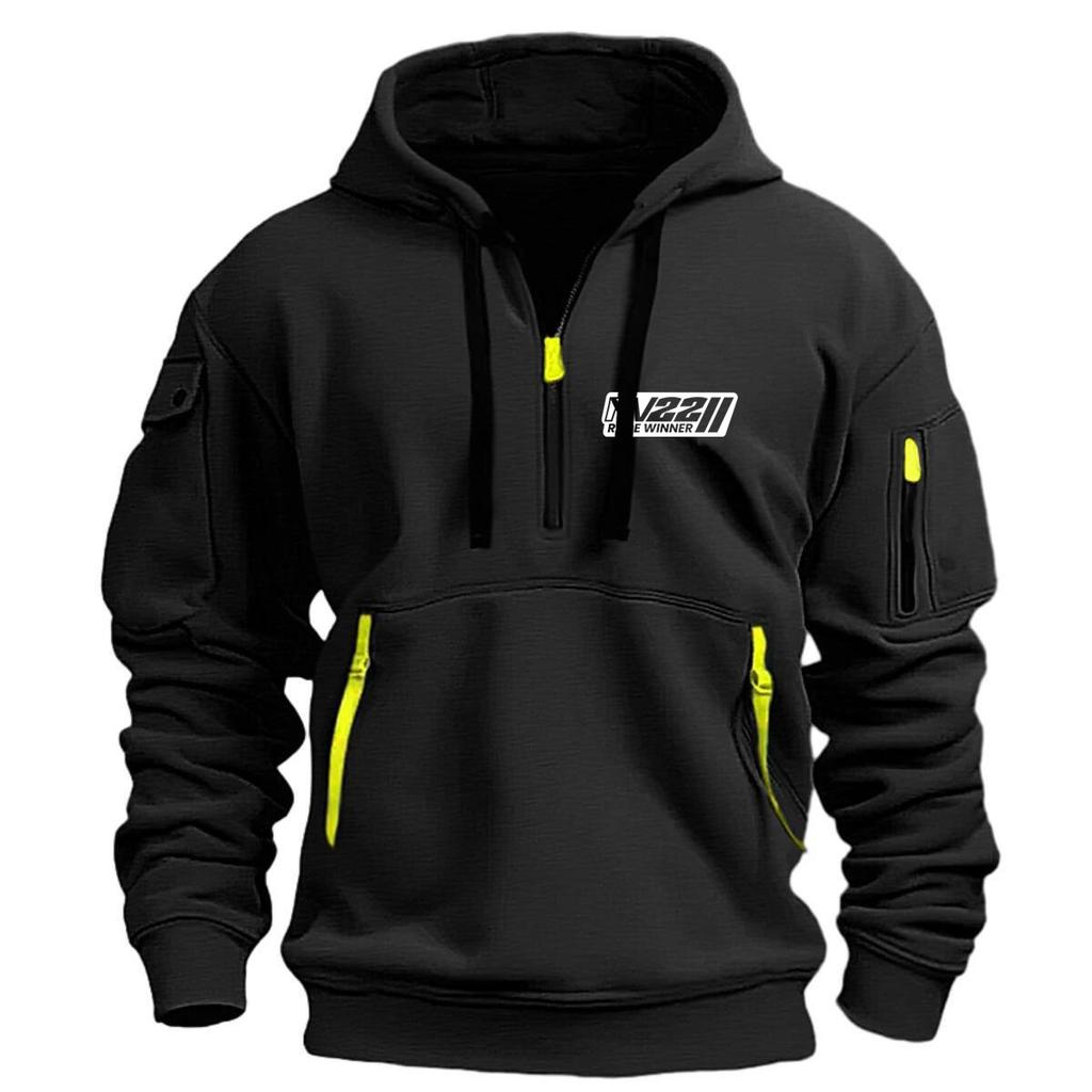 

Флисовая толстовка мужская с воротником-стойкой, полумолнией, длинными рукавами, карманом на молнии, тактическая толстовка с капюшоном, пуловер для тренировок XXXL