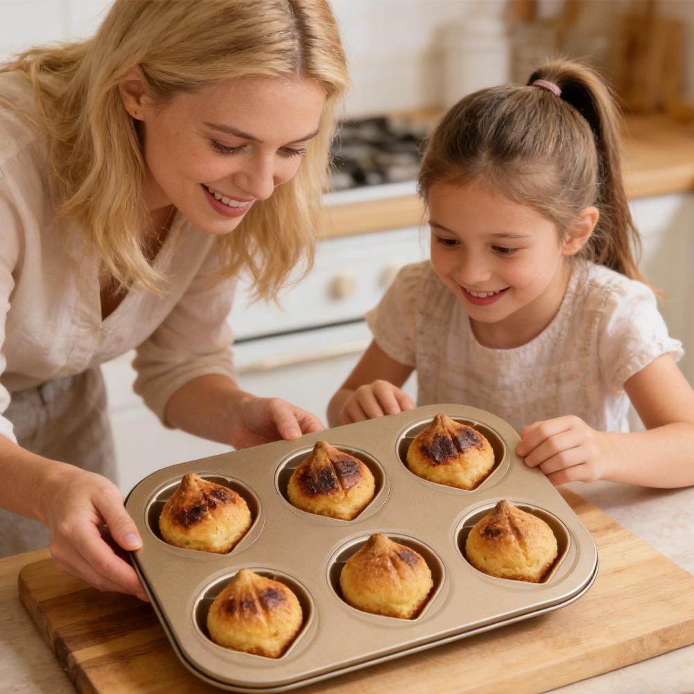 Carbon Steel Chestnut Shaped Baking Pan Muffin Pan With 6/12 Cavities Non-Stick Cake Chocolate Bread Kitchen Mold Shell Gadget