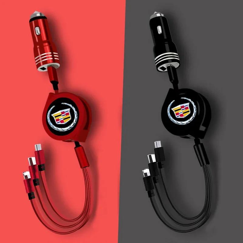Car 3in1 USB Cable Battery Chargers Trim for Cadillac ATS BLS CT4 CT6 CTS ESCALADE STS XLR XT4 XT5 XTS SLS
