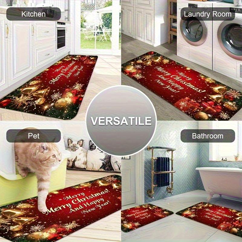 1 Stück Weihnachtssegen Muster Fußmatte Modern Küche Polyester Teppich Rutschfest Bunt Innen Teppich, Für Zuhause Badezimmer Schlafzimmer Wohnzimmer Deko