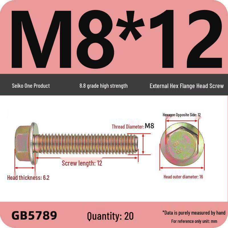 Verzinkter Sechskantflanschschraube mit Scheibe, Güte 8.8, M5-M12